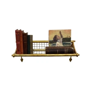 Polished Brass Train Luggage Rack Vintage Style Bathroom Hall Book Towel Shelf - Picture 1 of 3