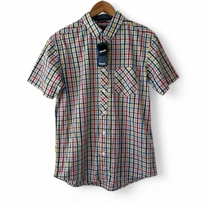 Bench Men's Checked Short Sleeve Shirt 100% Cotton Size M - Picture 1 of 4