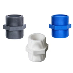 PVC Fittings Doppelnippel Außengewinde 1/2" bis 2" Adapter Übergangsmuffe - Picture 1 of 8