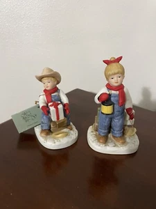 Vintage 1985 Denim Days "Holiday Sleds" Figuren - #1528 Home Interiors Homco  - Bild 1 von 7