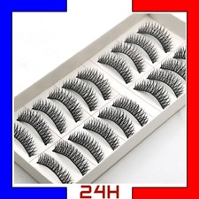 10 Paires Faux Cils à coller Long 3D Réutilisable Extension Fake Eye Lashes Set