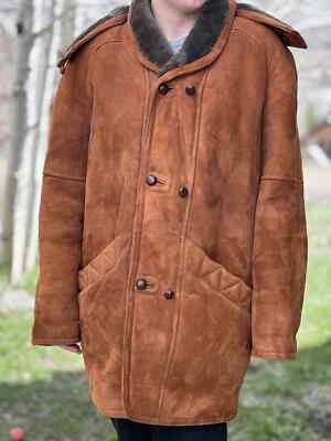 Винтажный, «Shearling оригинальный», из овчины пальто со съемным капюшоном, женщин 38 - Изображение 1 из 4