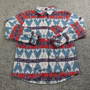 Wrangler Shirt Womens S Red Blue Fleece Button Up Aztec Navajo Tribal Western - Picture 1 of 7