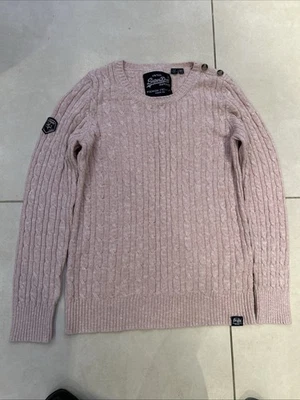 Super Dry Women's Pink Cable Jumper Size 12 - Image 1 of 3