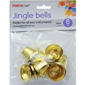 Jingle Bells 26mm 8pk - Gold - Picture 1 of 1
