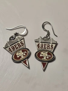 San Francisco 49ers Enamel Pewter Logo Charm NFL Pro Football Earrings - Picture 1 of 2