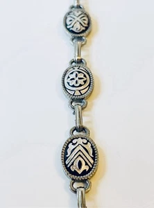 Hand Crafted - Black - Silver Tone - Tribal Design - Bracelet - Approx 7.5” - Picture 1 of 7