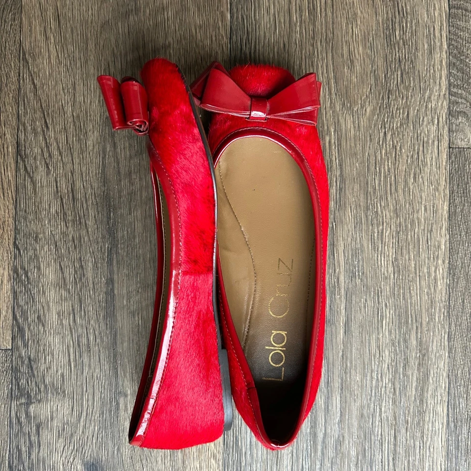 Lola Cruz Rojo Puntera Cuadrada Arco Ballet Pisos UE Talla 39 Foto 1 de 4