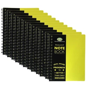 (12er Pack) A4 Notizbuch spiralgebunden liniert 140 Seiten Poly Einband Notizblock gelb - Bild 1 von 9