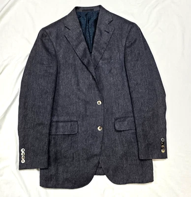 Blazer BOGLIOLI Espiga Dos Botones Hombres 38 R EU 48 Azul 100% Lino HECHO EN ITALIA Foto 1 de 4