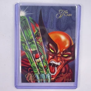 Marvel Vintage 1994 Flair Card With Top Loader #34 Wolverine Vs Hulk - Picture 1 of 2