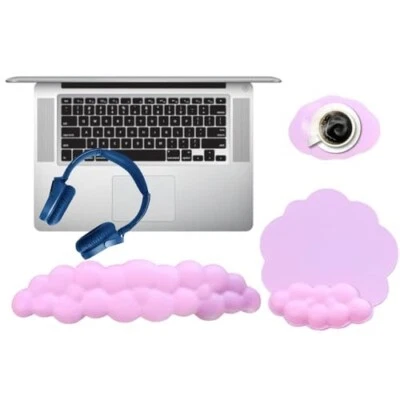 Cloud Wrist Rest Set with Mouse Mat & Cup Coaster (  PINK  ) 3 Pcs by HTT Global - Image 1 of 4