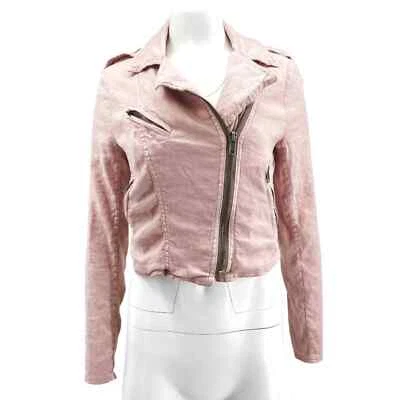 Chaqueta corta vintage Free People bebé rosa/lavanda lino moto cremallera 6 Foto 1 de 4