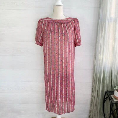 Vintage Mel Naftal Neiman Marcus - Vestido Vaina Semi Transparente Floral Rosa Azul, 6 Foto 1 de 4