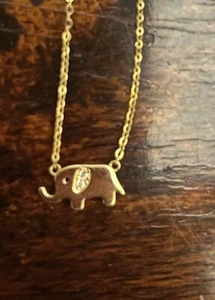 18k Gold Necklace With Diamond. Elephant Symbol Of Good Luck, Health, Wealth - Picture 1 of 8