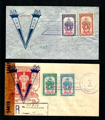 #150 (2) Nicaragua WW11 F.D.C. # 689-90 C261-62 Censor Reg. Exam U.S. N.Y. City  - Image 1 of 2