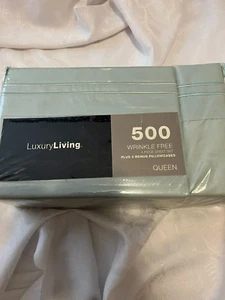 JUEGO DE SÁBANAS LUXURY LIVING-500 HILOS AZUL SIN ARRUGAS 4 PIEZAS TAMAÑO QUEEN - Imagen 1 de 2