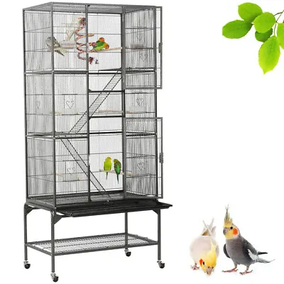 Cage Oiseaux Volière Avec Support Roulette Perruche Perroquet Canaris Hamster • 149.99€