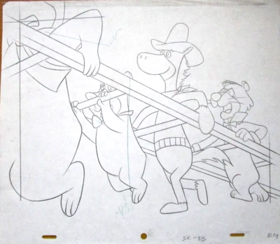 Quickdraw Mcgraw Snaglepuss Boo Boo 1987 producción original celda escalera de dibujo Foto 1 de 2