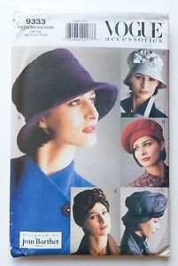 Vogue 9333 Hats Sewing Pattern Bucket Hat, Newsboy Hat Beret Turban Size XS - XL