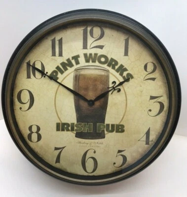 "Reloj de pared Pint Works cerveza pub irlandés 16"" barra decoración esterlina y noble 5"" de profundidad" Foto 1 de 4