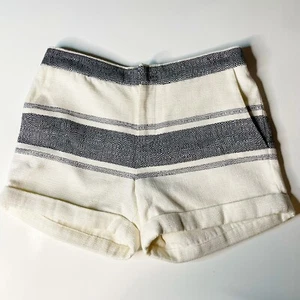 DEREK LAM 10 CROSBY Mid Rise Waisted Woven Cuffed Shorts SZ 0 Cream Black - Picture 1 of 10