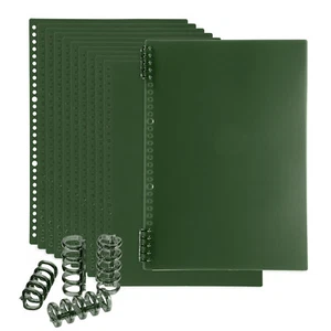12 Pack A4 22 Mil Plastic Notebook Binder Covers with Binding Comb, Dark Green - Picture 1 of 6