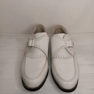 Footjoy Greenjoys 48352 Damen-Golfschuhe 8M weiß aus Leder Kiltie Mönchsriemen - Bild 1 von 6