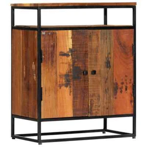Wooden 2 Door Side Cabinet Organiser Steel Frame Decorative Sideboard Storage - Picture 1 of 10