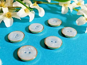 516B/Chequerboard Buttons " Fizzy " Sky Blue And Golden Lot 6 Buttons Ép. 1970 - Picture 1 of 3