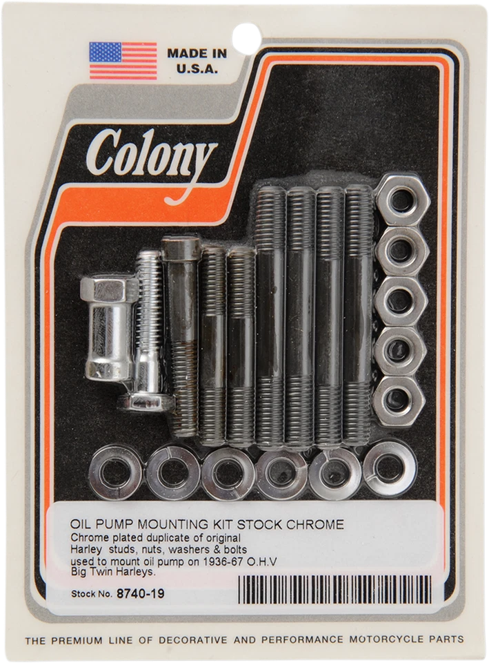 Colony Oil Pump Mounting Hardware 1/4"-24 Chrome Harley Davidson 8740-19 - Image 1 of 1