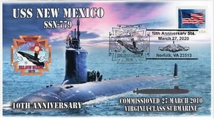 20-315, 2020, USS New Mexico, Event Cover, Pictorial Postmark, SSN-779, 10th Ann - Picture 1 of 1