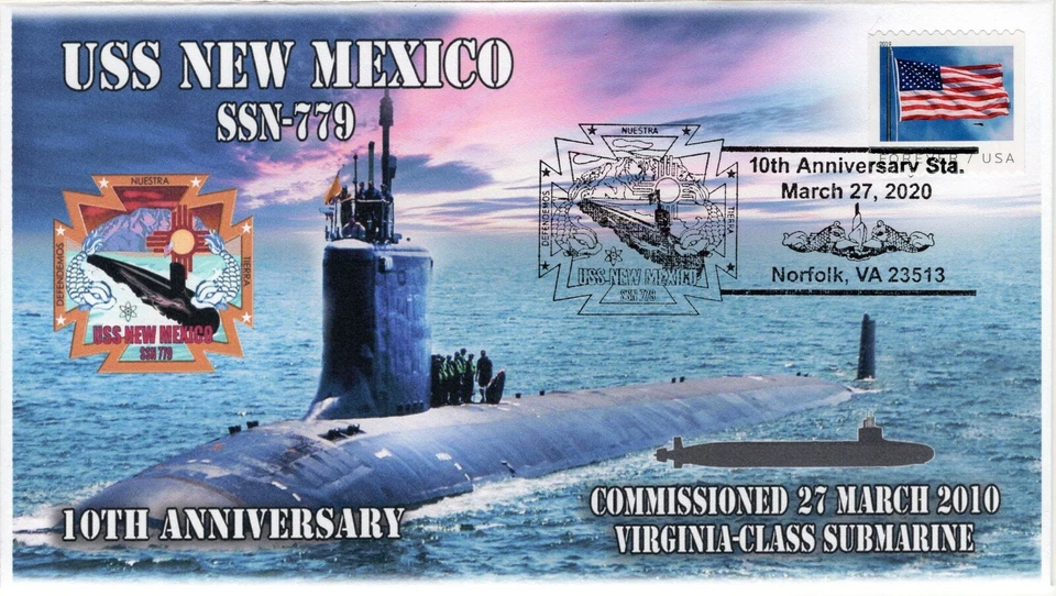 20-315, 2020, USS New Mexico, Event Cover, Pictorial Postmark, SSN-779, 10th Ann - Image 1 of 1