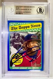 VLADIMIR GUERRERO JR 🔥ROOKIE AUTOGRAPH #/99🔥 2018 Topps Heritage BLUE Auto RC - Picture 1 of 5