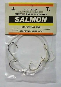 Impianti di mooching per salmone - ganci 3/0 4/0 - 40# test - ganci senza spine legati - Foto 1 di 1