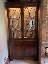 Bevan Funnell Tall Display Cabinet Over Cupboard Regency Style Mahogany