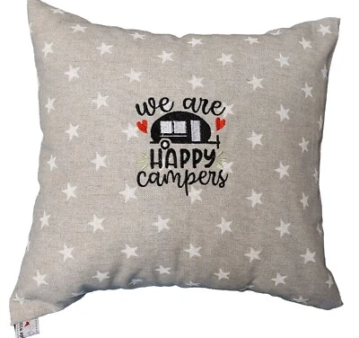 Dekokissen Kissen Camper Wohnwagen DEKO bestickt personalisiert Handarbeit - Bild 1 von 4