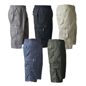 Pantalones cortos de combate de carga elásticos de algodón lisos para hombre M-5XL - Imagen 1 de 8