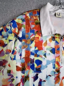 Hawalili Large Shirt Colorful Quarter Zip Short Sleeve Collared Polo Lightweight - Picture 1 of 13