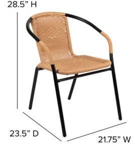 PGM-Indoor&Outdoor Stacking Rattan Restaurant Patio Chairs - Picture 1 of 30