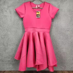 NAKIMULI Damen Größe 1X Rosa Kurzarm Scuba Circle Pullover Minikleid - Bild 1 von 9