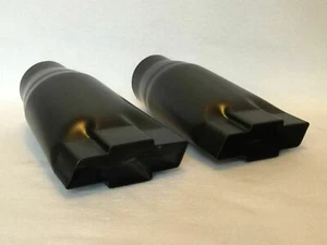 FLAT BLACK OVER STAINLESS 2.25" CHEVY BOWTIE EXHAUST TIPS - PAIR - Picture 1 of 6
