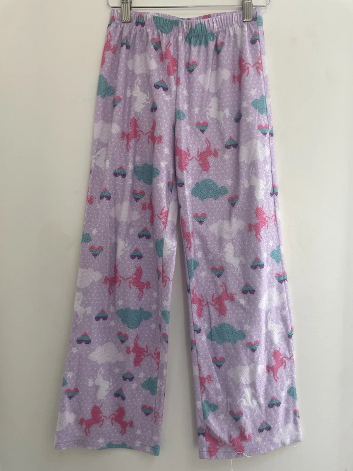 Joe Boxer Niños Niñas Arco Iris Unicornio Corazones Poliéster Pull On PJ Pantalones Púrpura L Foto 1 de 4