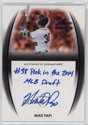 2014 Leaf Trinity Purple 1/1 Mike Papi #A-MP2 Auto 3j7 - Image 1 of 3