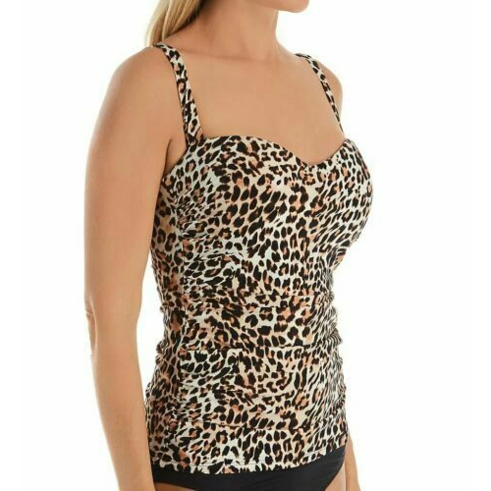 Profile Gottex Leopard Wild Thing Underwire Tankini Swim Top Size 32D Slimming - Image 1 of 4
