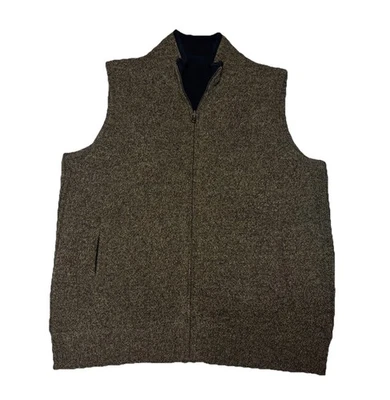 Pendleton 100% Shetland Wool Full Zip Vest Brown Size Medium Reversible Fleece - Image 1 of 4