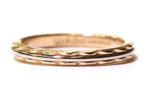14K Yellow white solid gold wedding band ring 2.4g size 6.25 2.5mm pattern women - Picture 1 of 7