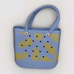 BOGG BAG BABY Retired Pineapple Pattern, Limited Edition Blue Unique Tote Bag - Picture 1 of 10