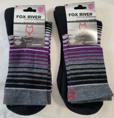 Calcetines Fox River Lana Merino Mujer L Hechos en EE. UU. Lote de 2 Ligeros Rayas Foto 1 de 4