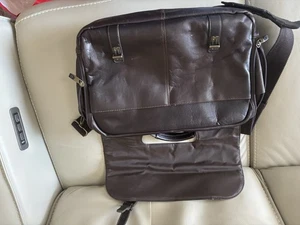 Samsonite Brown Leather Laptop Distressed Bag Briefcase Messenger Shoulder Bag - Afbeelding 1 van 3